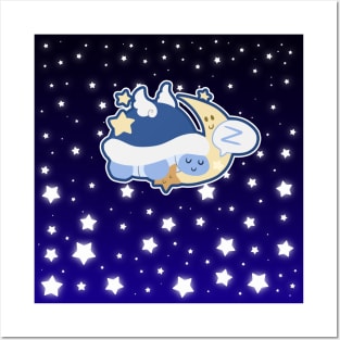 Starry Moon Turtle Sleeping Posters and Art